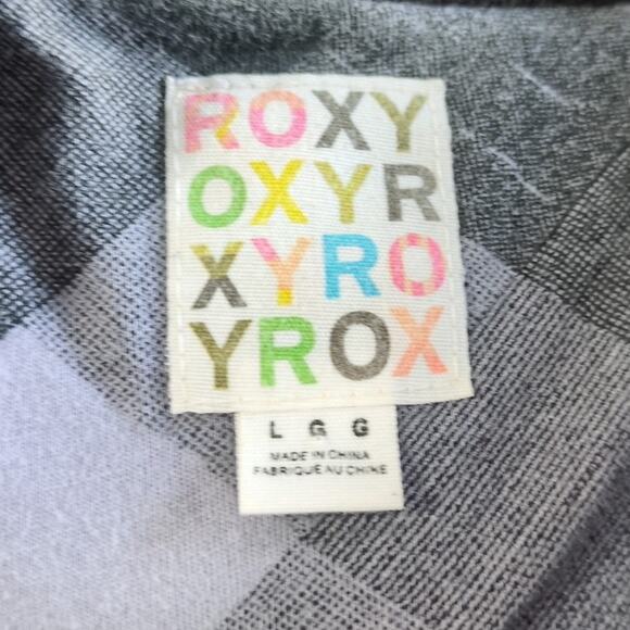 Vintage Roxy Peacoat Jacket Womens L Gray Fleece Button Up Hooded Preppy Y2K - Picture 5 of 8